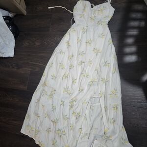 Hollister White and Yellow Floral Maxi Dress